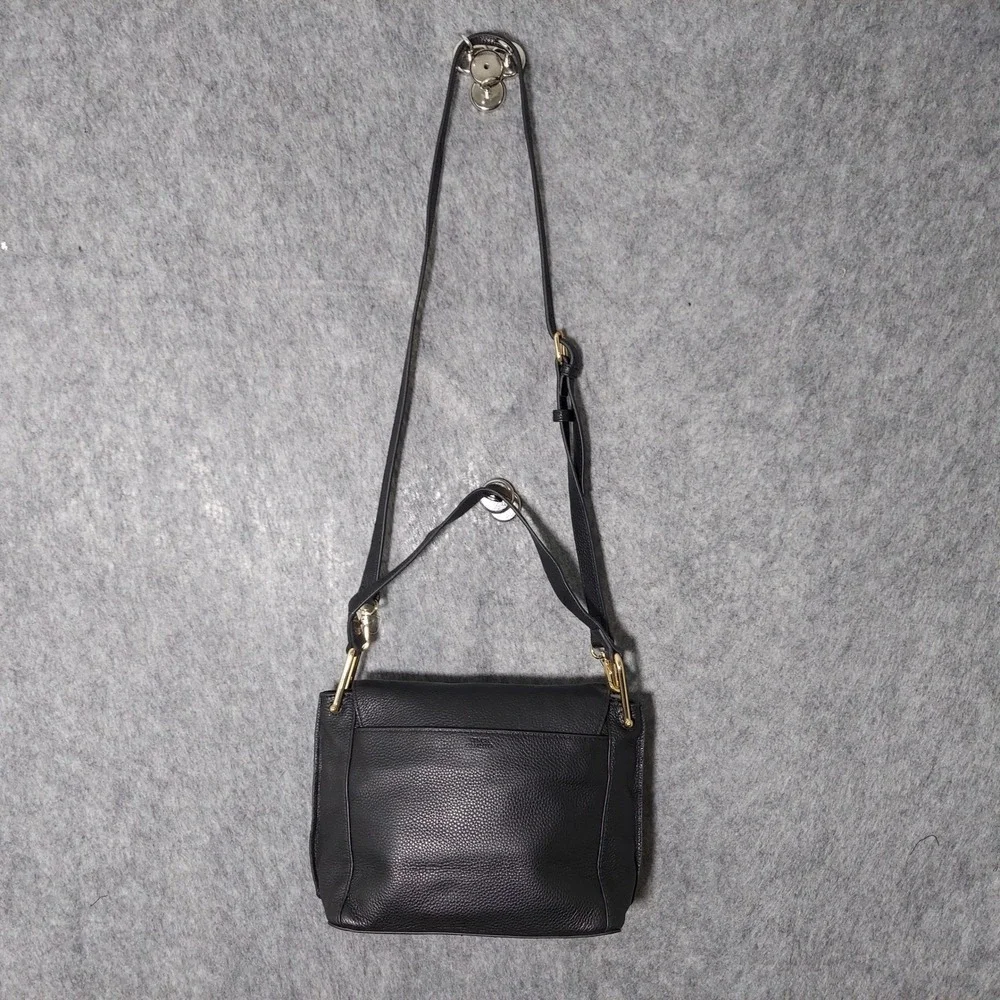 Vince‎ Camuto Crossbody Bag Black Pebbled Leather Croc Embossed Chain Handbag